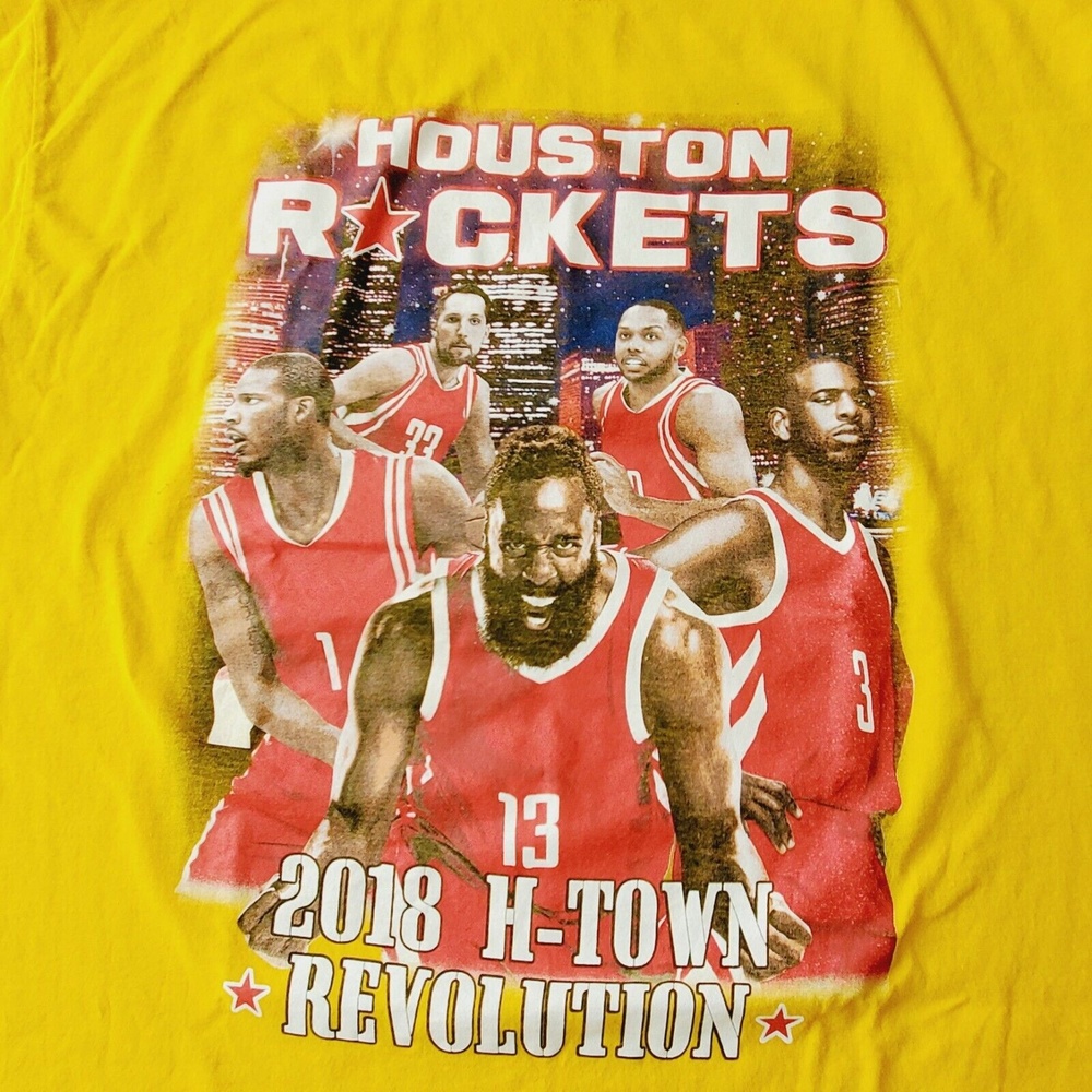 Houston Rockets 2018 H-Town Revolution t-shirt Yellow Fruit of the Loom - Picture 3 of 6